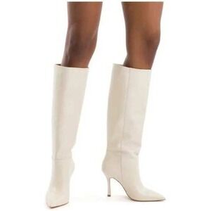 LARROUDE‎ Kate Knee High Leather Boots Ivory Cream Heels Size 9 NWOT